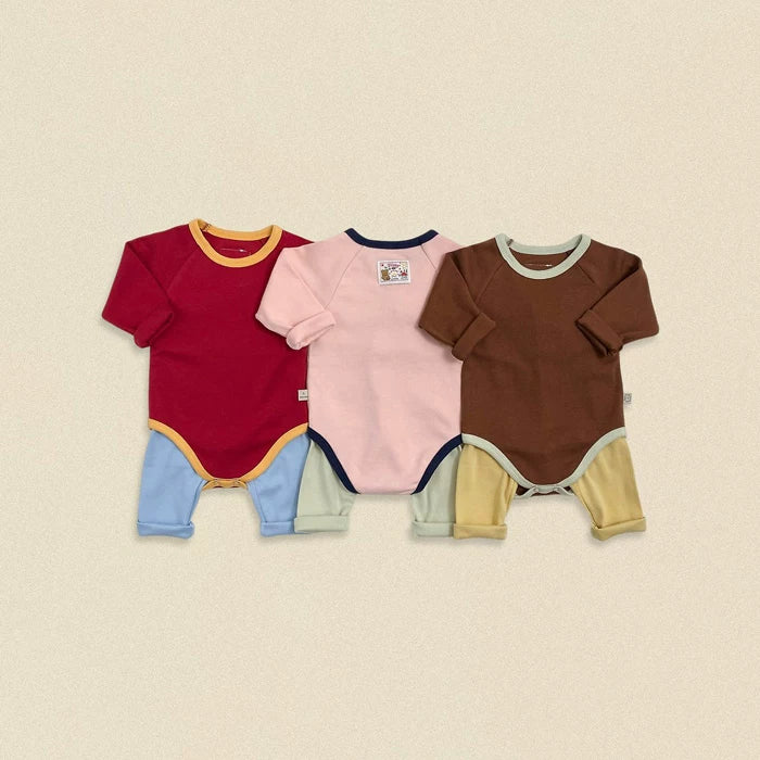 OOTTBEBE Color Block Baby Romper｜カラーブロックベビーロンパース