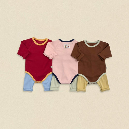 OOTTBEBE Color Block Baby Romper｜カラーブロックベビーロンパース