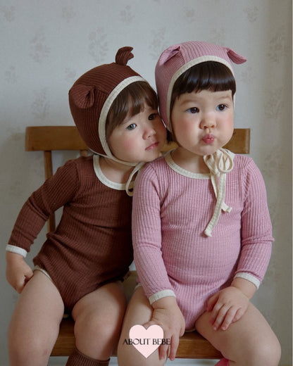 ABOUT BEBE / ラブリーベア ボディスーツ＋ボンネットセット【予約商品】