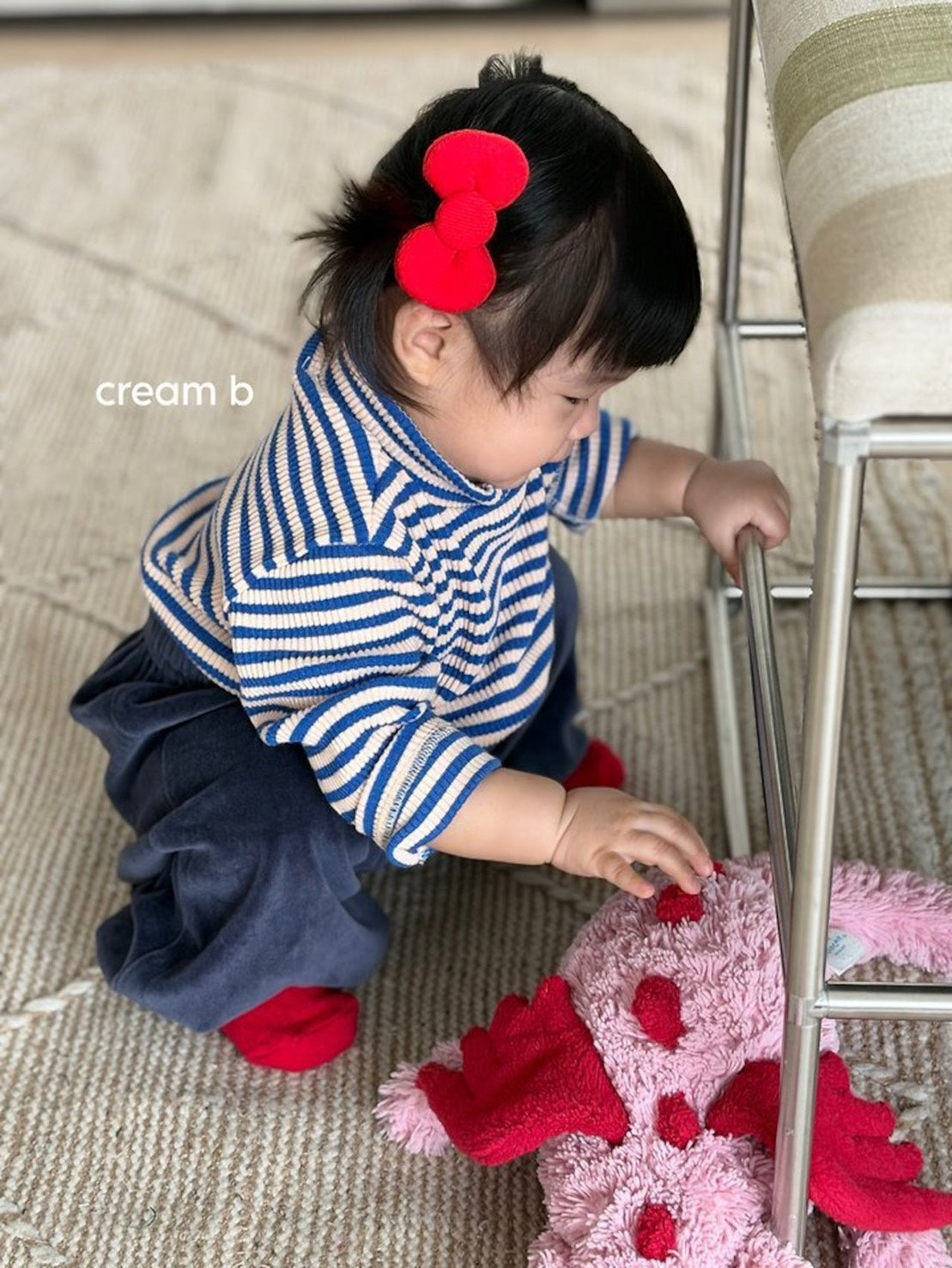 cream bbang / ボーダーリブタートルネックTシャツ【予約商品】