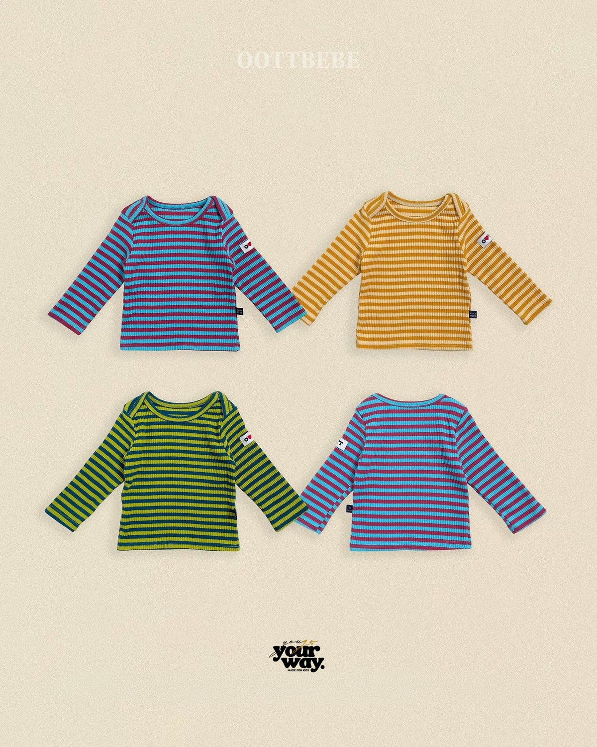 OOTTBEBE Stripe Long Sleeve Tee｜ストライプロングスリーブTシャツ